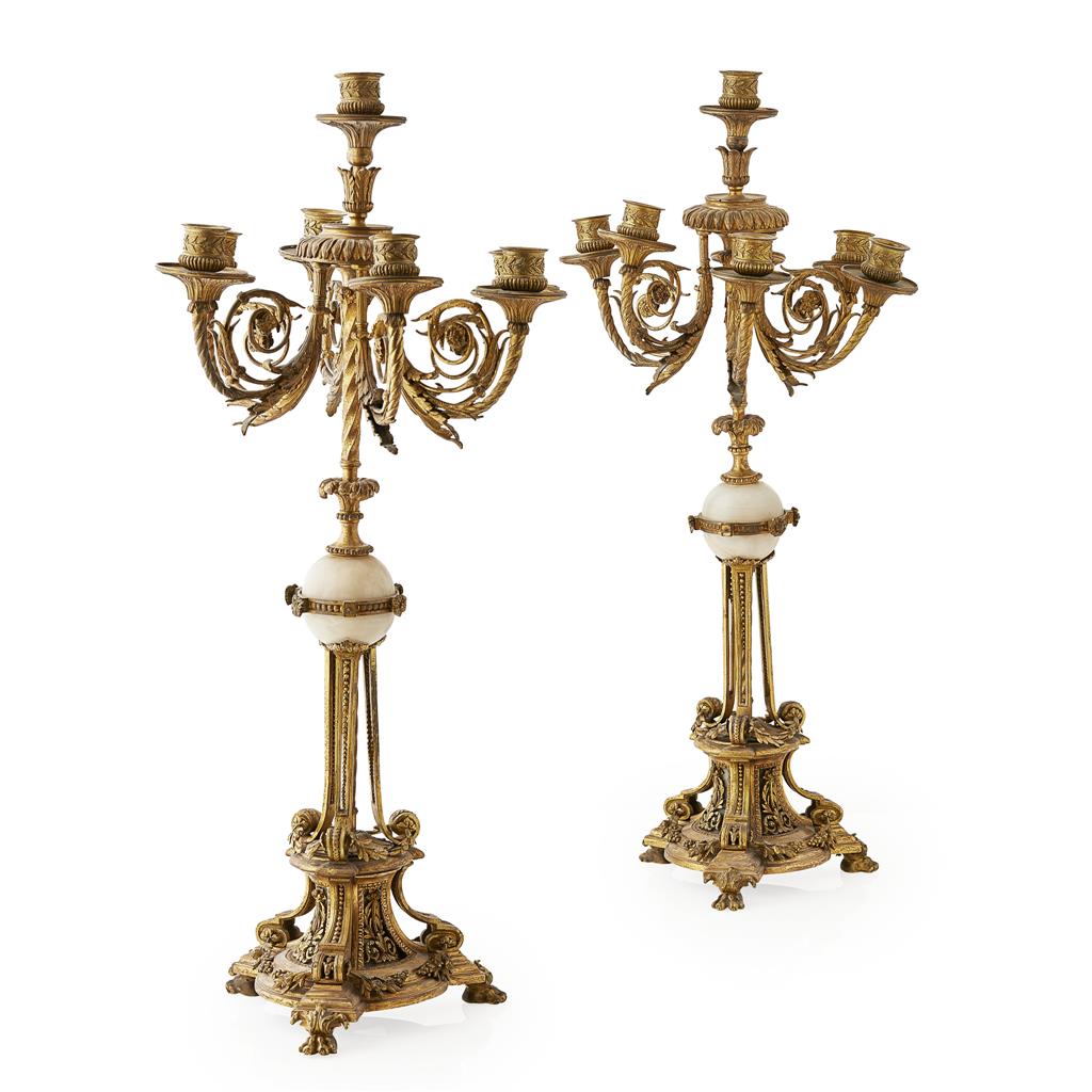 Appraisal: PAIR OF VICTORIAN GILT BRONZE CANDELABRA TH CENTURY each with