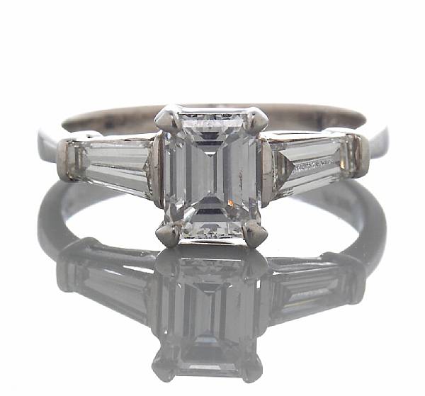 Appraisal: A diamond solitaire ring JB Star signed JB Star rectangular-cut