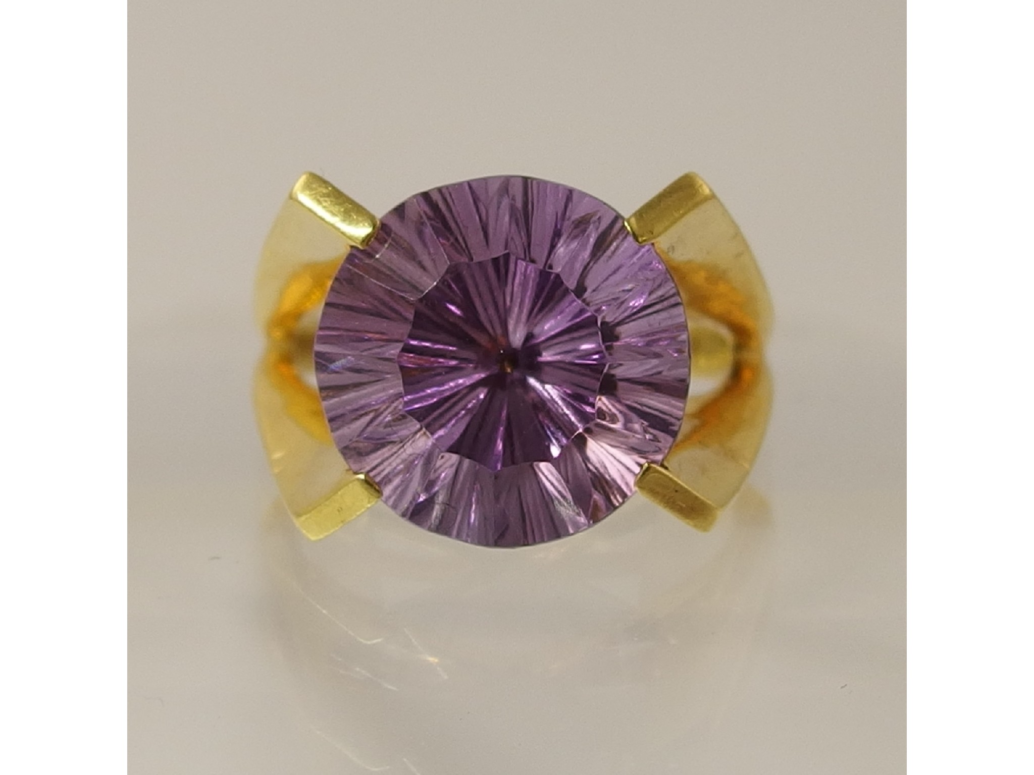 Appraisal: AN ct retro fancy cut amethyst ring