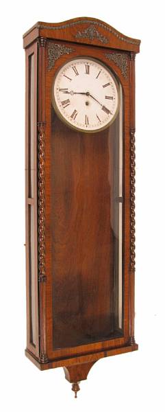 Appraisal: A Biedermeier walnut Vienna regulator wall clock height in