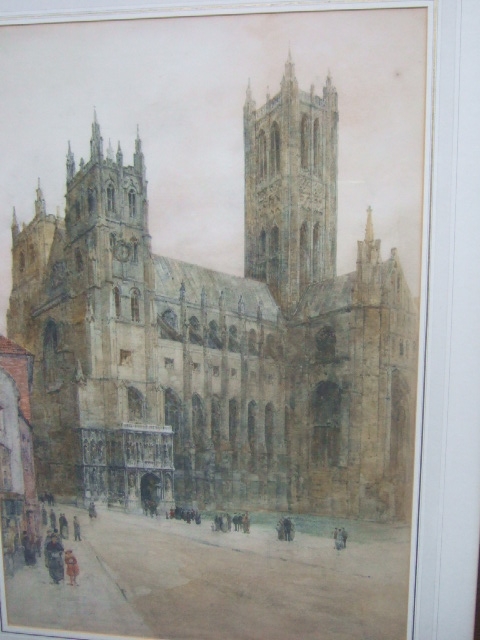 Appraisal: Jules Lessore - Canterbury Cathedral watercolour indistinctly signed cm x