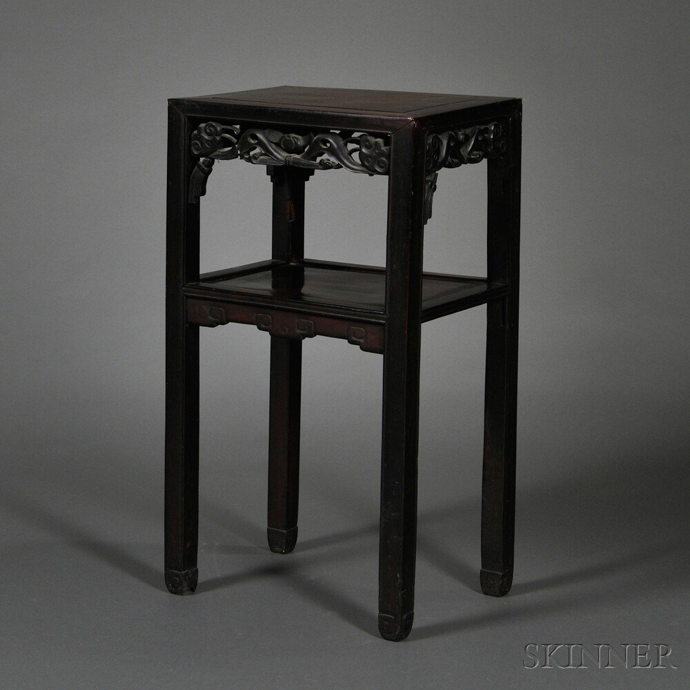 Appraisal: Wood Stand China the rectangular top set above an openwork