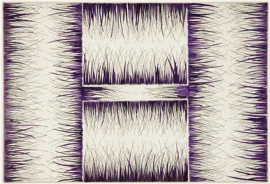 Appraisal: Katia SantibanezUntitled composition with purple and black Etching with hand