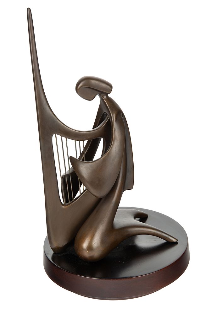 Appraisal: VICTOR HALVANI ISRAELI B VICTOR HALVANI ISRAELI B Harpist bronze