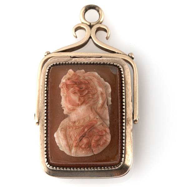 Appraisal: A gold in quartz cameo hardstone and k gold locket