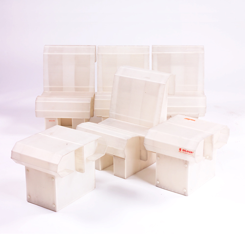 Appraisal: V BASOTTI Plastic modular furniture set four child's chairs and