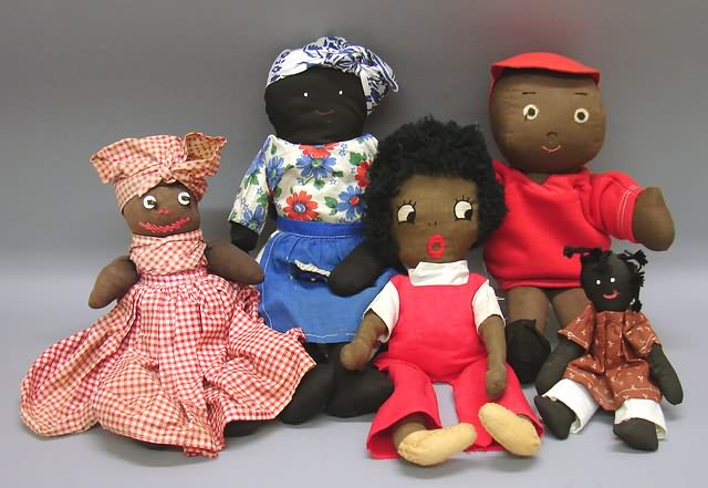 Appraisal: Lot of handmade black cloth dolls and have painted faces