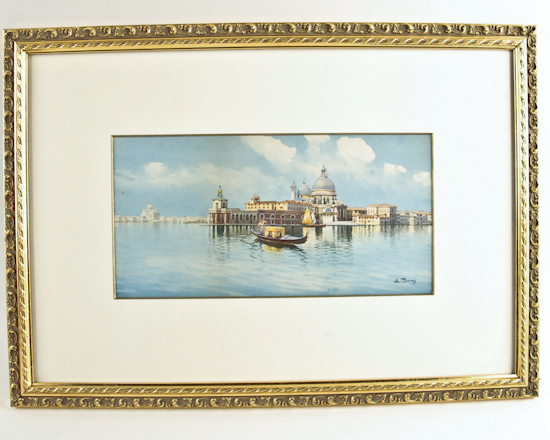 Appraisal: E Burg unknown Gondola on the Venetian Lagoon watercolor on