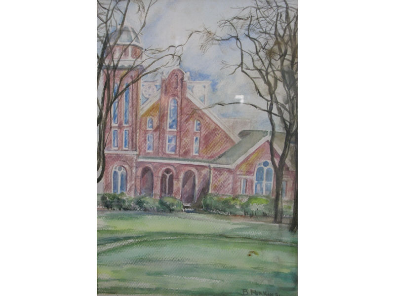 Appraisal: B Perkins NC th c Watercolor depicting a brick building