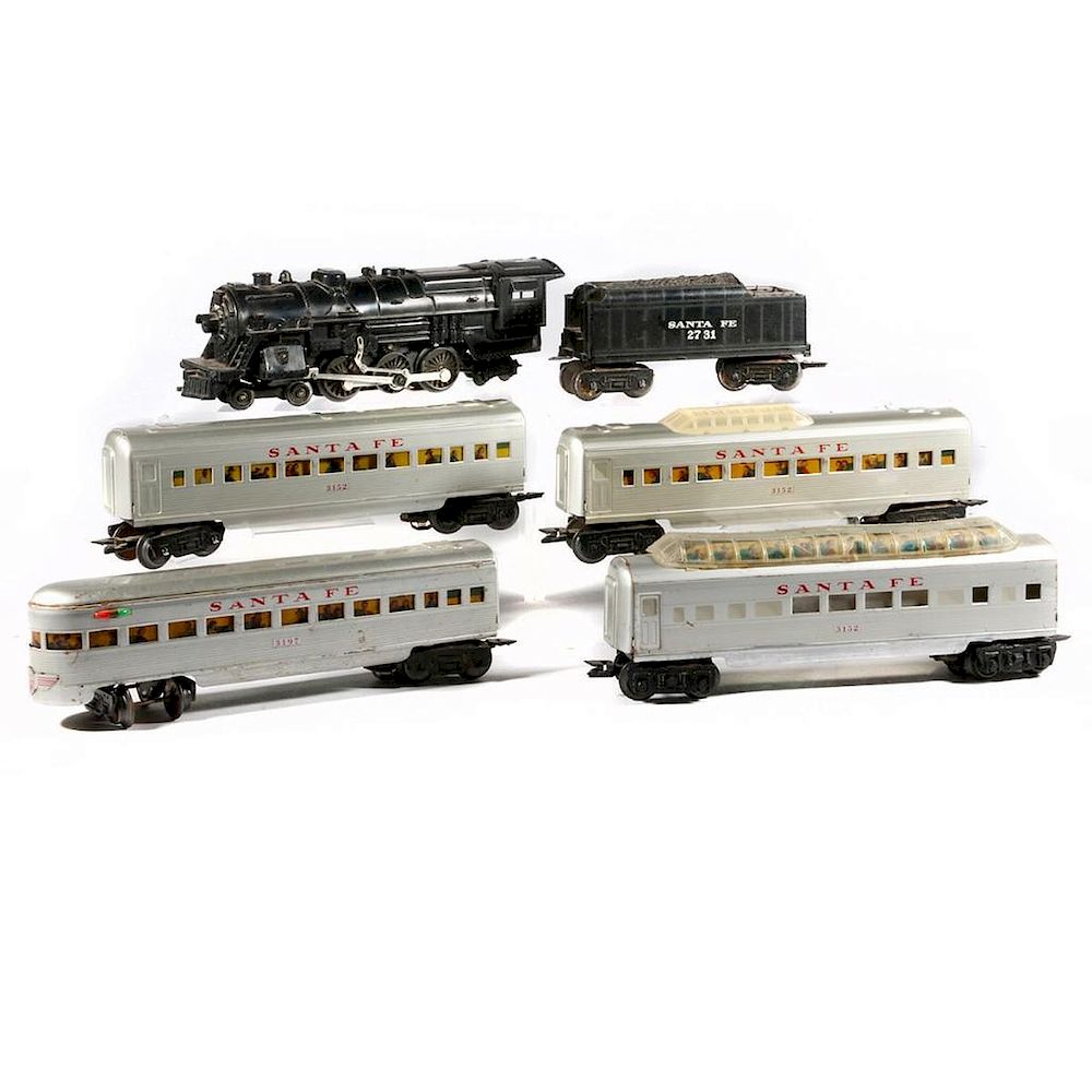 Appraisal: Marx O Gauge ATSF Steam Locomotive Passenger Set Marx O