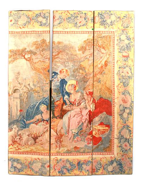 Appraisal: A Louis XVI style pictorial five fold floor screen height