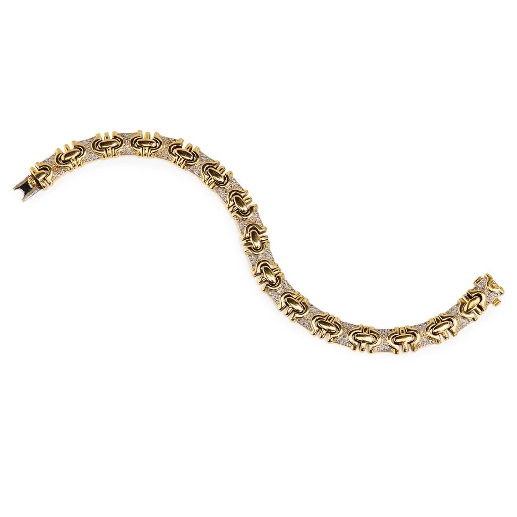 Appraisal: An ct gold diamond set fancy link bracelet composed of