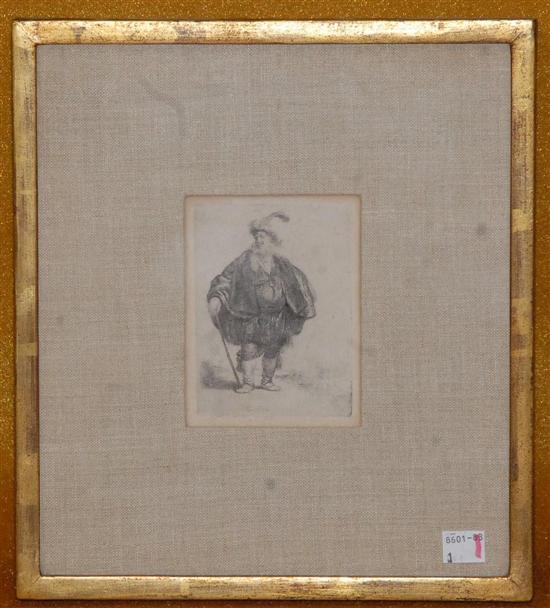 Appraisal: REMBRANDT VAN RIJN - Etching The Persian Basan re-strike circa