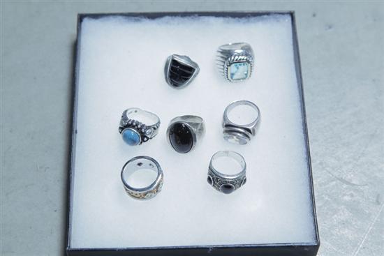 Appraisal: SEVEN RINGS All Sterling and marked or Silver Sizes -