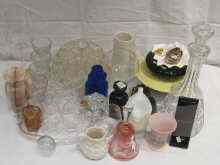 Appraisal: A mixed lot A th century bubble pipe cut glass