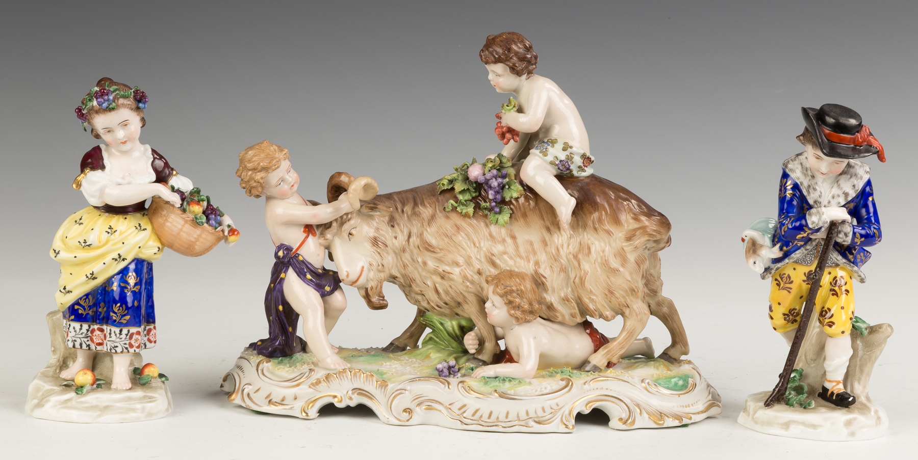 Appraisal: German Hand Painted Porcelain Figures and Figural Group Pair of