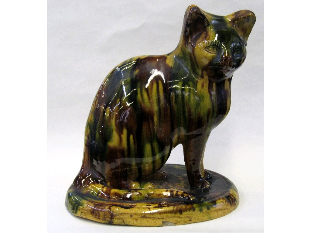 Appraisal: Scottish pottery figure of a seated cat possibly Dunmore