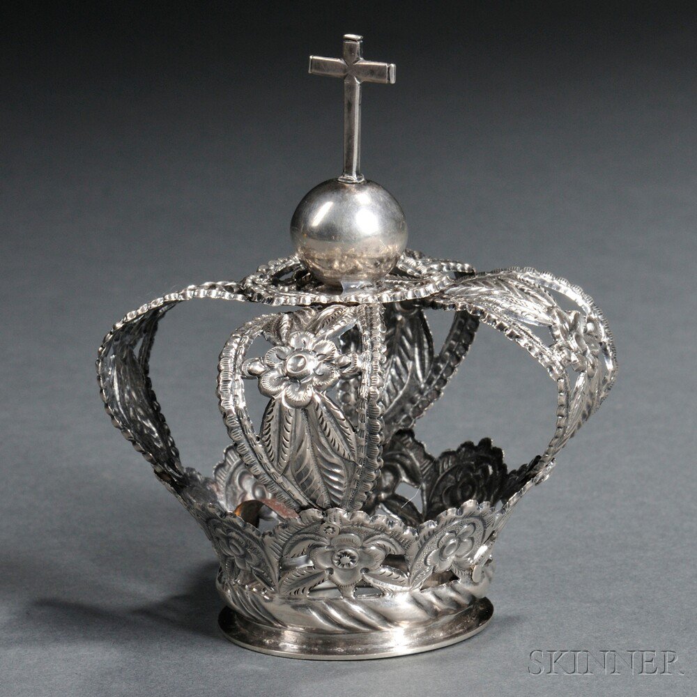 Appraisal: Spanish Colonial Silver Crown for a Santos Figure South America