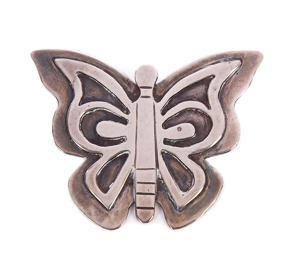 Appraisal: Native American Butterfly Sterling Silver Pin Good original condition Please