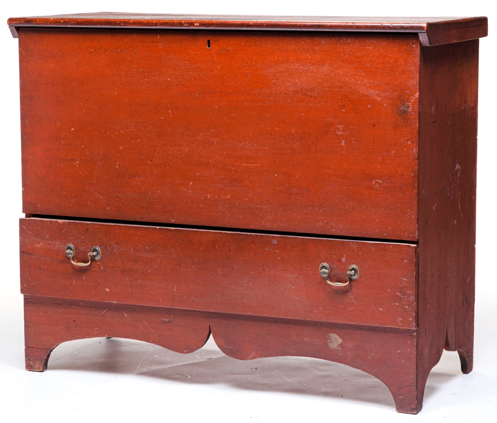 Appraisal: AMERICAN PAINTED MULE CHEST First quarter th century pine Solid