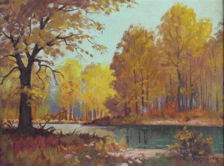 Appraisal: RONALD GISSING CANADIAN - AUTUMN WOODS Signed oil on board