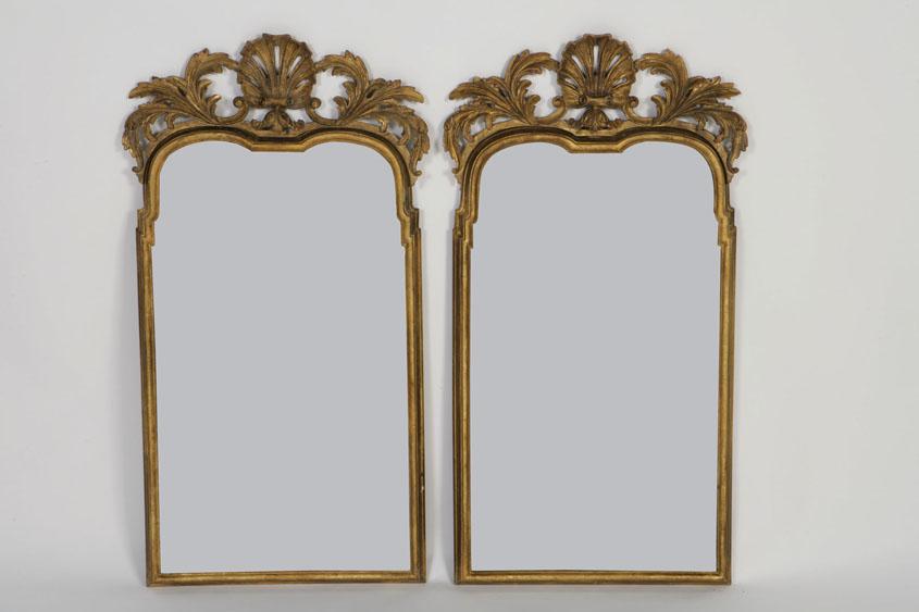 Appraisal: A PAIR OF QUEEN ANNE STYLE GILT FRAMED PIER MIRRORS