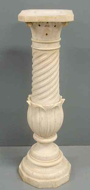 Appraisal: Two-part carved marble pedestal with a rotating cut-corner top and