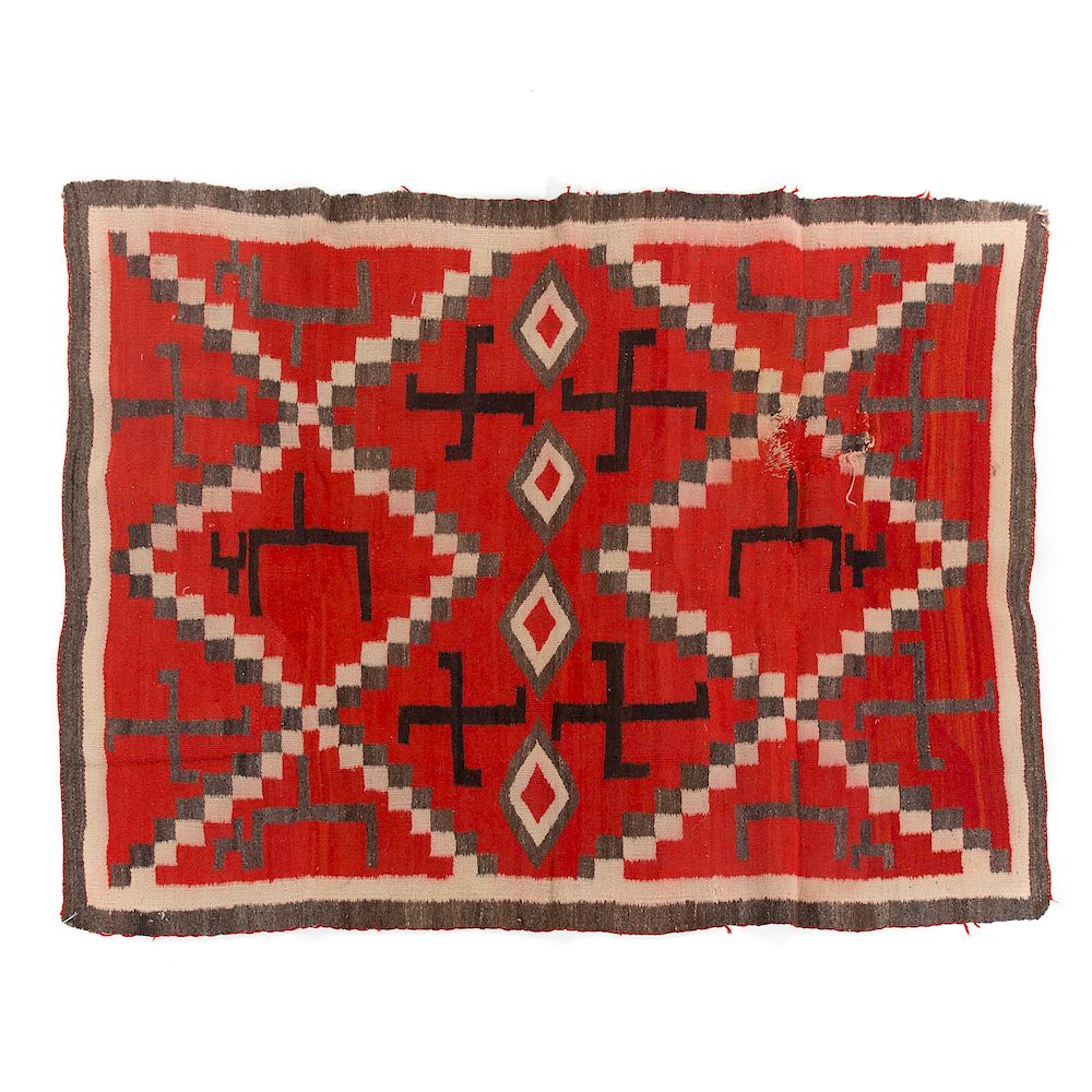 Appraisal: Navajo saddle blanket early th century woven wool red ground