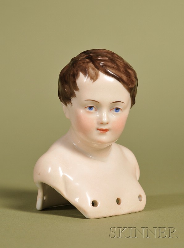 Appraisal: KPM China Doll Head Germany c flesh-toned glazed porcelain shoulder