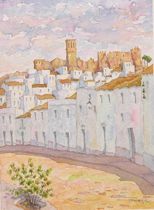 Appraisal: Continental th Century Provincial Village possibly in Spain Watercolor on