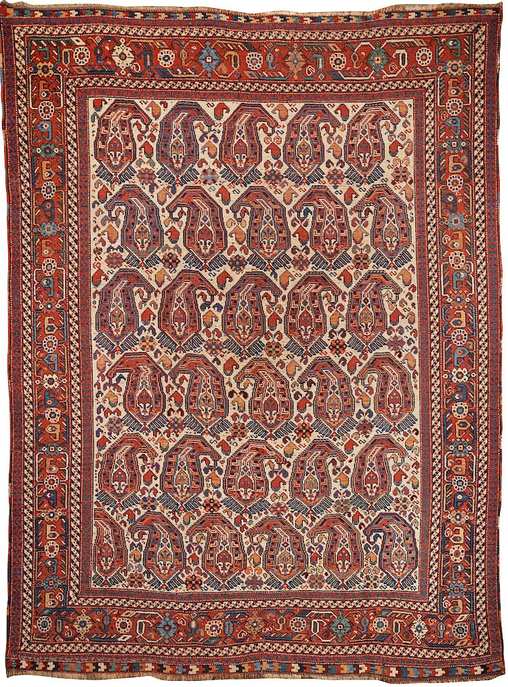 Appraisal: South Persian Rug ca with boteh and ivory field ft