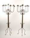 Appraisal: CANDLE STANDS - Pair of th c wire candle stands