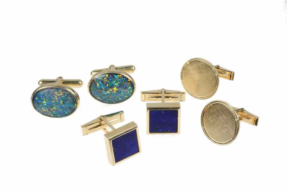 Appraisal: CUFFLINK LOT - Three pairs of cufflinks to include K