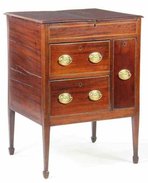 Appraisal: Georgian Inlaid Drinks Cabinetmahogany mahogany veneer with mixed secondary woods