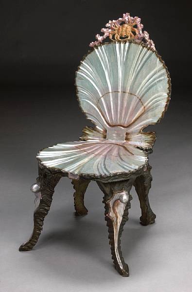 Appraisal: A Venetian Rococo grotto side chair last quarter th first