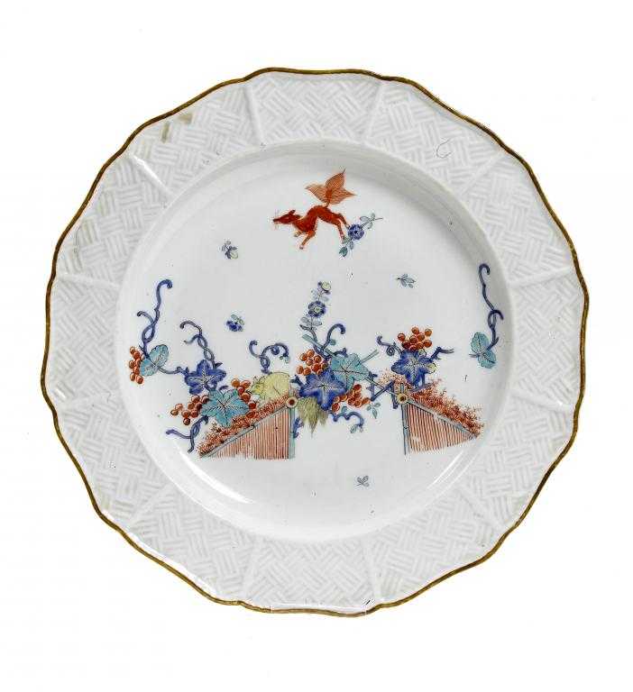 Appraisal: A RARE DERBY MOULDED KAKIEMON STYLE PLATE painted with the