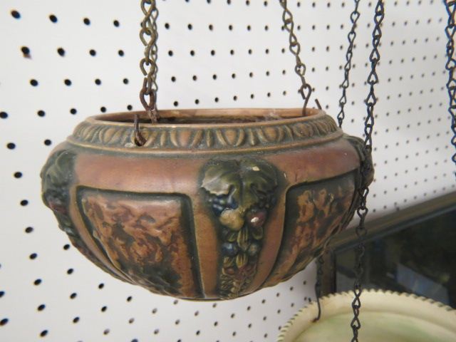 Appraisal: Roseville Pottery Florentine Hanging Planter brown - diameter deep excellent