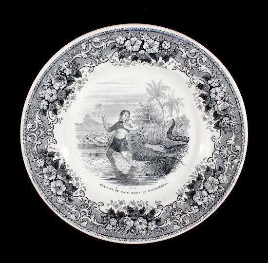 Appraisal: Gold Rush LeBeuf Milliet Transferware Plate This lot features an