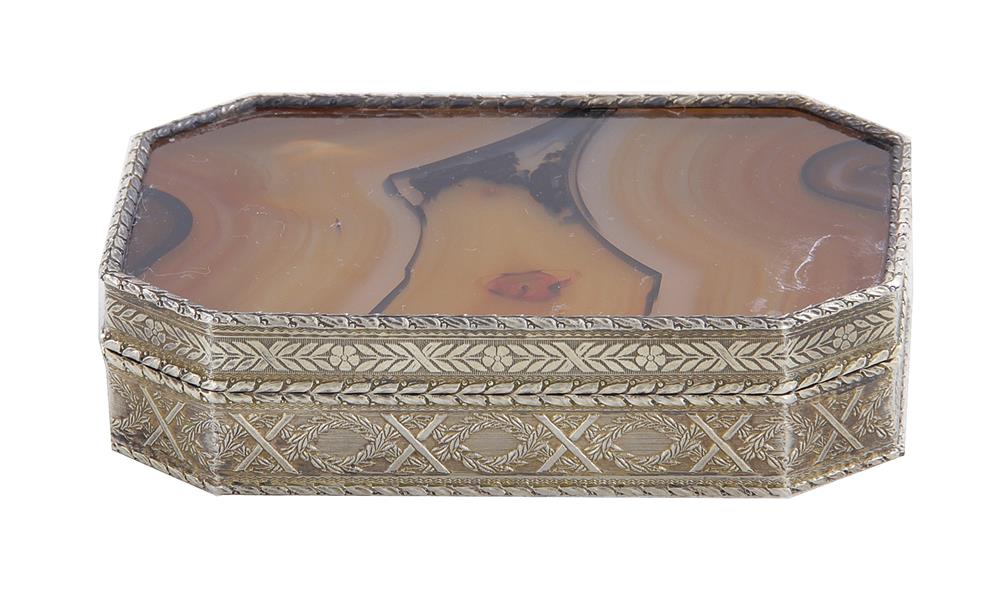 Appraisal: Continental silver and agate box early th century marked GERMAN