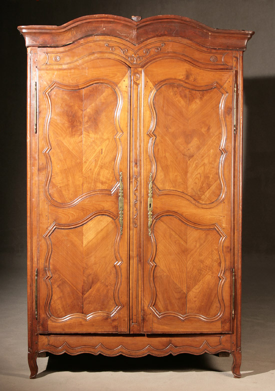 Appraisal: Louis XV Brass Mounted Walnut Armoire Composed of th Century