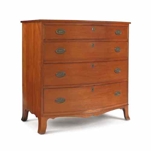 Appraisal: Pennsylvania Federal cherry bowfront chest of drawers ca h w