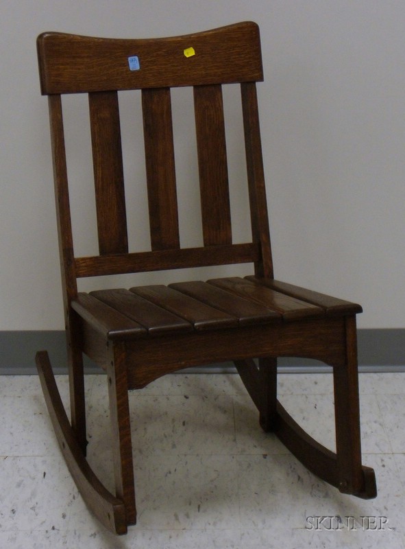 Appraisal: Small Limbert Oak Slat Rocker branded mark