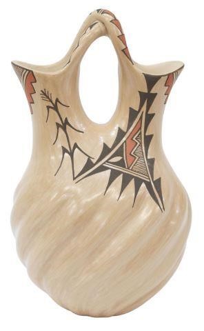 Appraisal: Native American redware pottery wedding vase jar Juanita Fragua Jemez