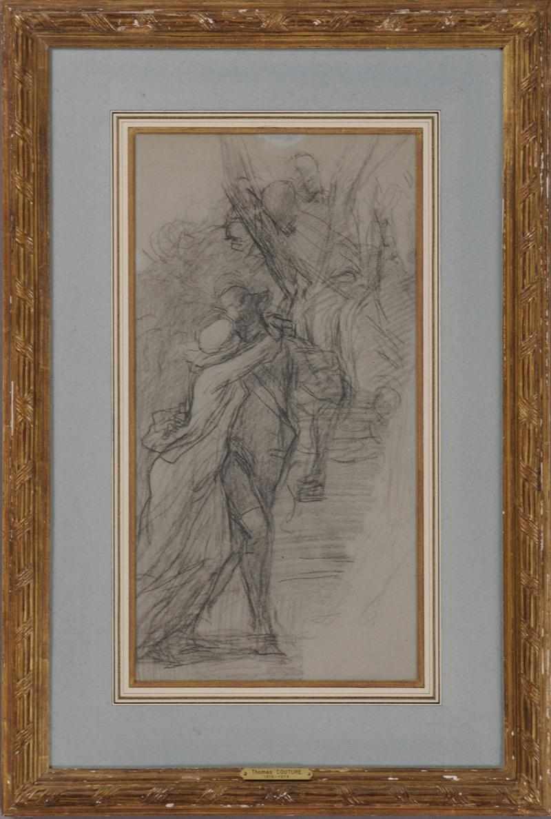 Appraisal: THOMAS COUTURE - STUDY FOR ''L'ENROLEMENT DES VOLONTAIRES DE ''