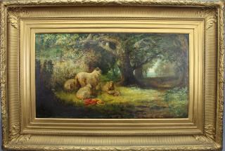 Appraisal: th C Signed P Rossi Sheep in Wooded Landscape th