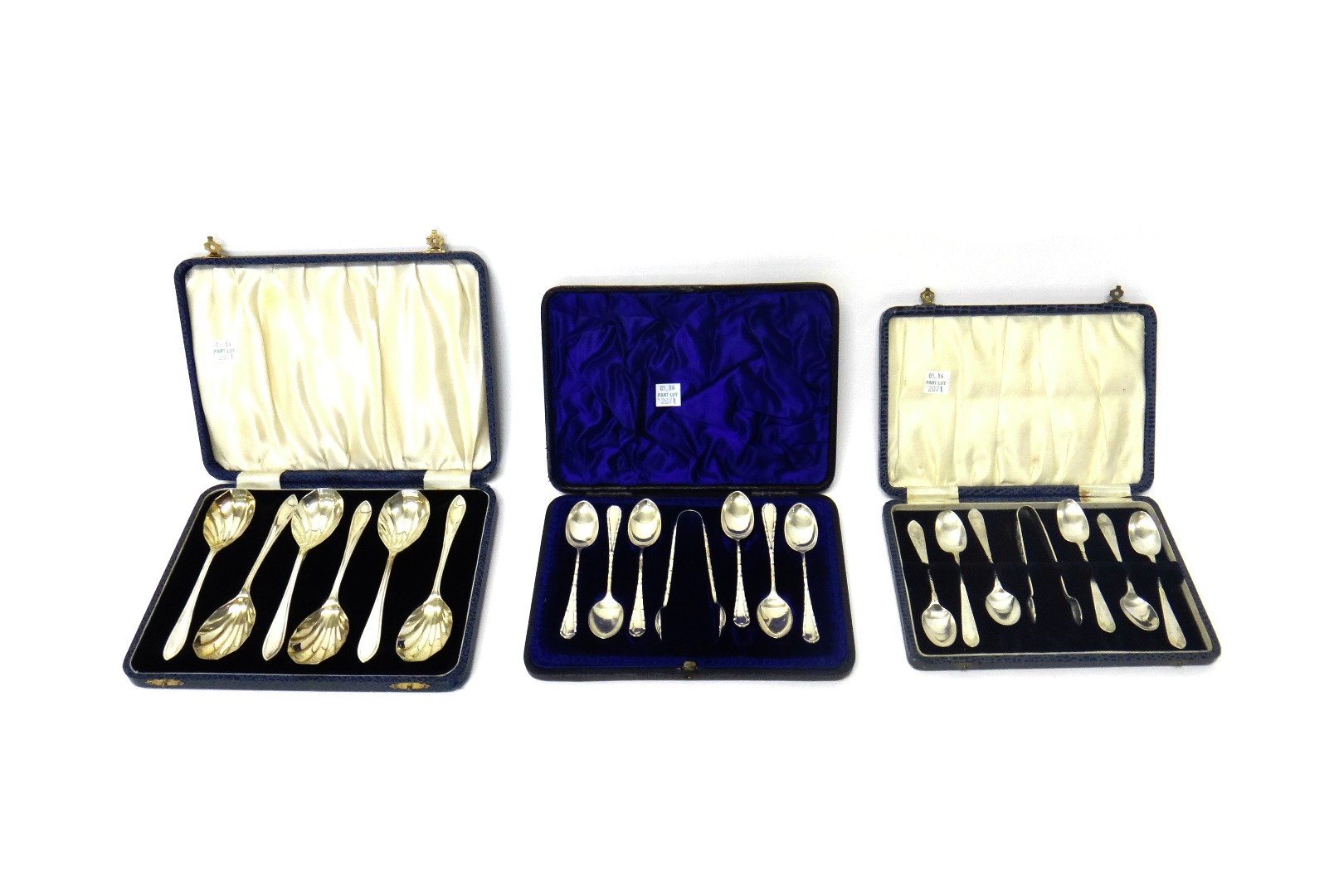 Appraisal: Silver flatware comprising a set of six fruit spoons having