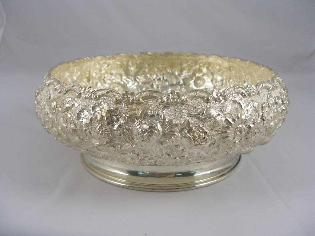 Appraisal: Sterling Silver Repousse Center Bowl retailed by Coughlan Co marked