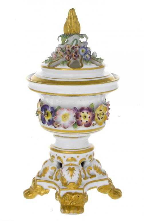 Appraisal: A SAMPSON HANCOCK FLORAL ENCRUSTED POT POURRI VASE AND COVER