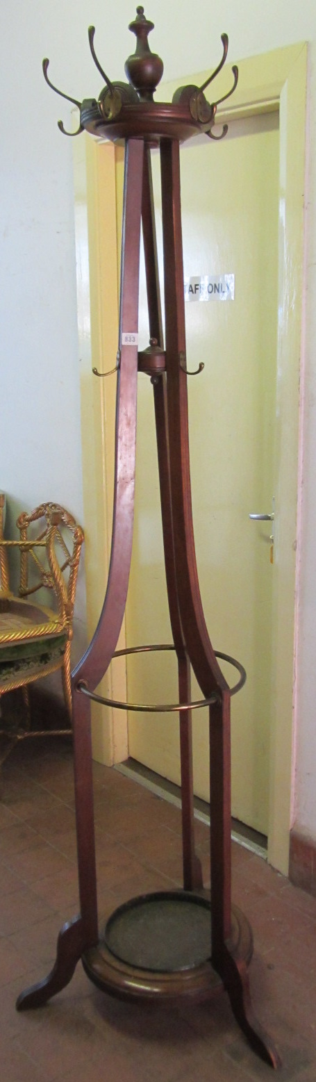 Appraisal: A late th century mahogany and brass coat stick stand