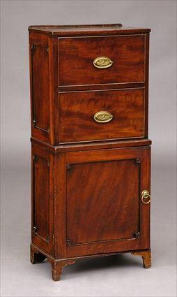 Appraisal: UNUSUAL GEORGE III MAHOGANY CABINET The top containing drawers above